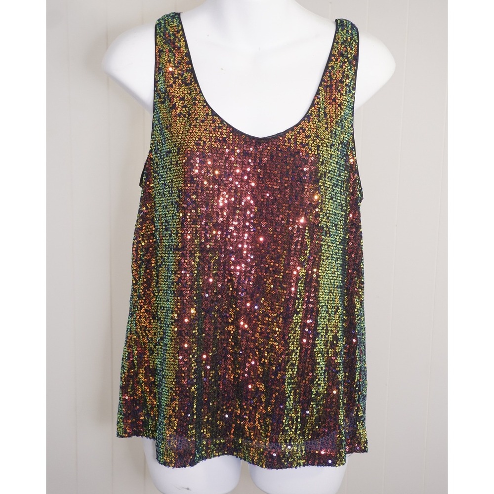 Unbranded Size Medium Iridescent Multicolor Sequin Tank Top Sleeveless Shell